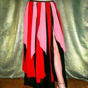 Ameynra Belly Dance Skirt Black Red Pink. Chiffon. With petals. New